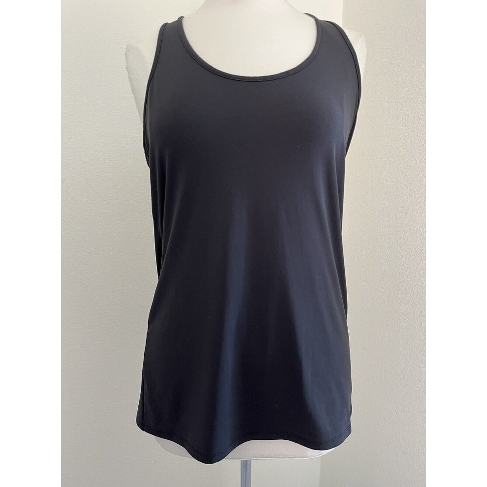 Fabletics Womens Top M Black Racerback Tank Mesh Inset Sleeveless New Activewear